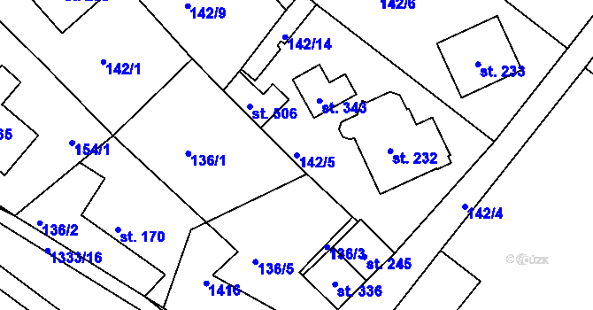 Parcela st. 142/5 v KÚ Horní Temenice, Katastrální mapa