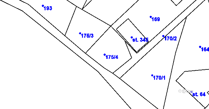 Parcela st. 175/4 v KÚ Horní Temenice, Katastrální mapa