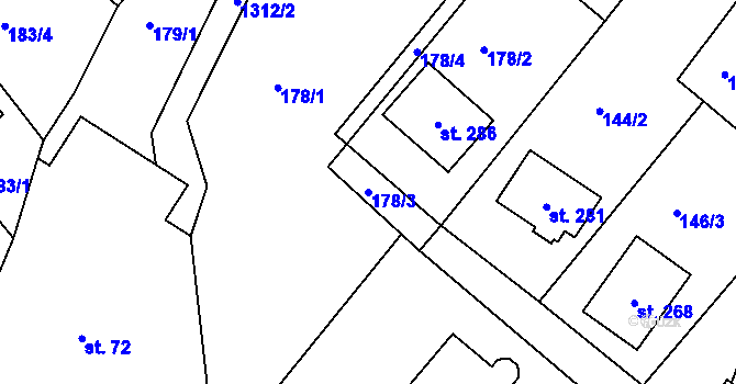 Parcela st. 178/3 v KÚ Horní Temenice, Katastrální mapa