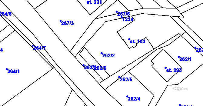 Parcela st. 262/2 v KÚ Horní Temenice, Katastrální mapa