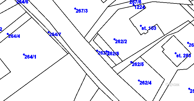 Parcela st. 262/3 v KÚ Horní Temenice, Katastrální mapa