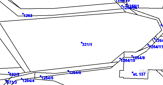Parcela st. 331/1 v KÚ Horní Temenice, Katastrální mapa