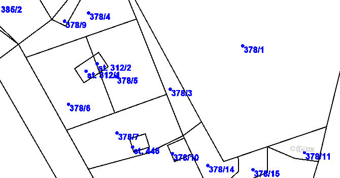Parcela st. 378/3 v KÚ Horní Temenice, Katastrální mapa