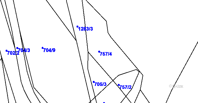 Parcela st. 757/4 v KÚ Horní Temenice, Katastrální mapa