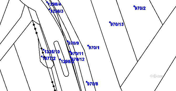 Parcela st. 970/1 v KÚ Horní Temenice, Katastrální mapa