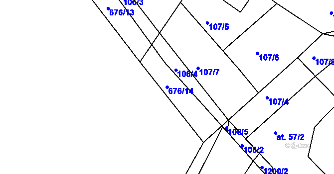 Parcela st. 676/14 v KÚ Horní Temenice, Katastrální mapa