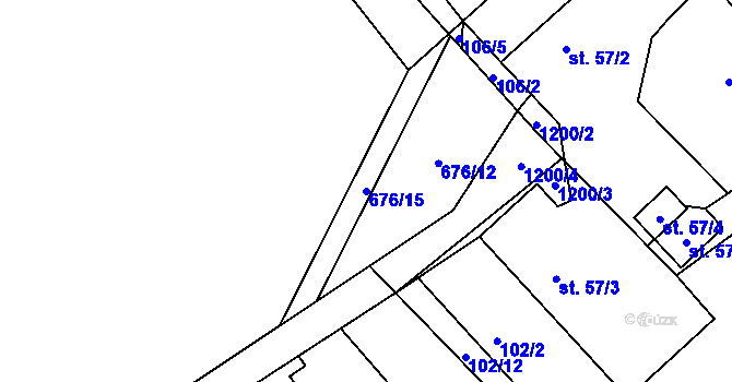 Parcela st. 676/15 v KÚ Horní Temenice, Katastrální mapa