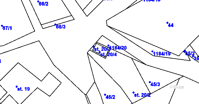 Parcela st. 20/4 v KÚ Horní Temenice, Katastrální mapa