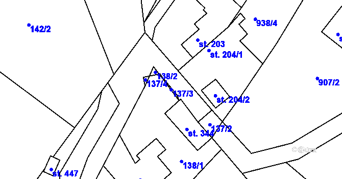 Parcela st. 137/3 v KÚ Horní Temenice, Katastrální mapa
