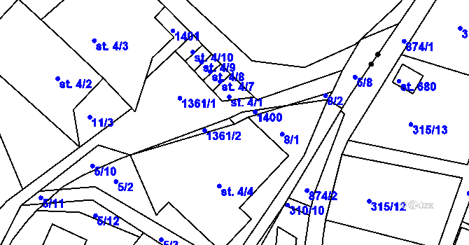 Parcela st. 4/5 v KÚ Horní Temenice, Katastrální mapa