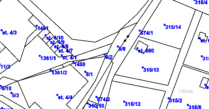 Parcela st. 8/2 v KÚ Horní Temenice, Katastrální mapa