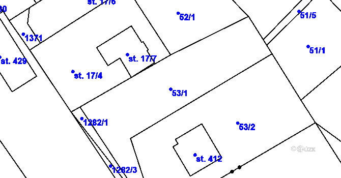 Parcela st. 53/1 v KÚ Horní Temenice, Katastrální mapa