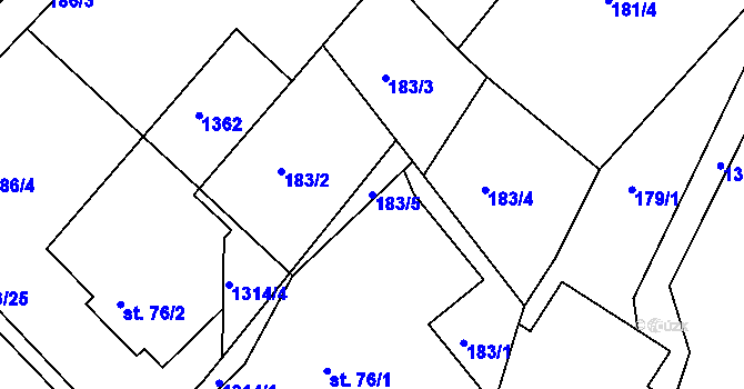 Parcela st. 183/5 v KÚ Horní Temenice, Katastrální mapa
