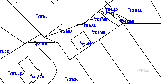 Parcela st. 419 v KÚ Horní Temenice, Katastrální mapa