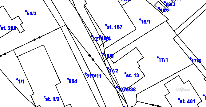 Parcela st. 16/8 v KÚ Horní Temenice, Katastrální mapa