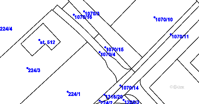 Parcela st. 1070/4 v KÚ Horní Temenice, Katastrální mapa