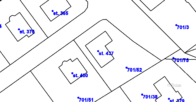 Parcela st. 437 v KÚ Horní Temenice, Katastrální mapa