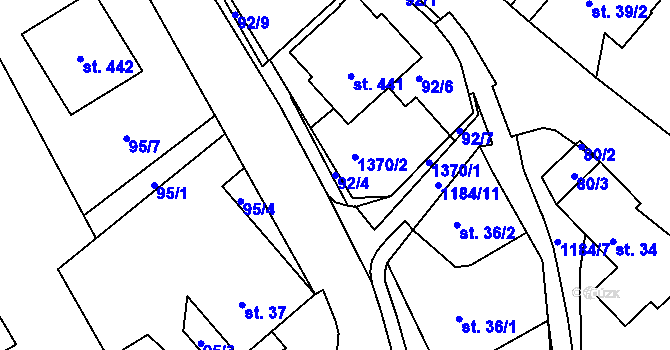 Parcela st. 92/4 v KÚ Horní Temenice, Katastrální mapa