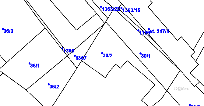 Parcela st. 30/2 v KÚ Horní Temenice, Katastrální mapa