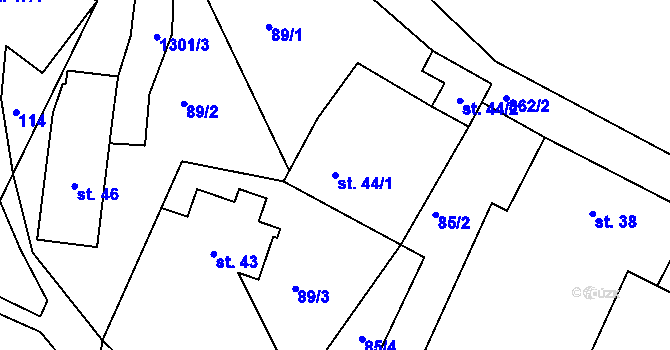 Parcela st. 44/1 v KÚ Horní Temenice, Katastrální mapa