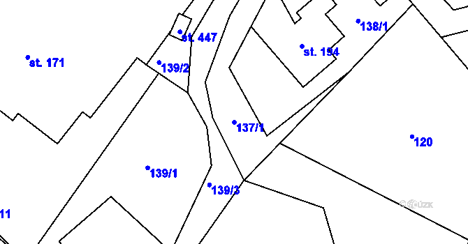 Parcela st. 137/1 v KÚ Horní Temenice, Katastrální mapa