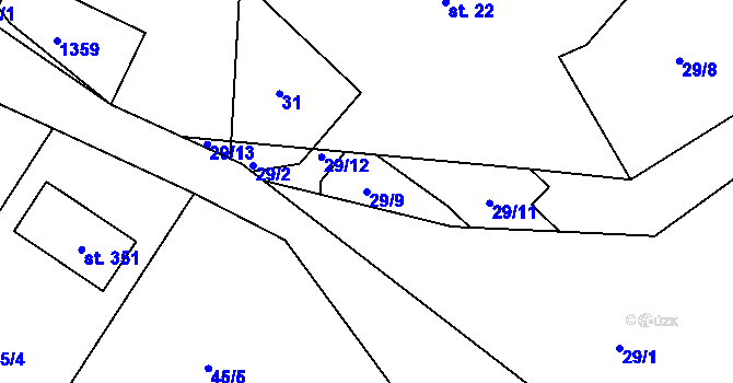 Parcela st. 29/9 v KÚ Horní Temenice, Katastrální mapa