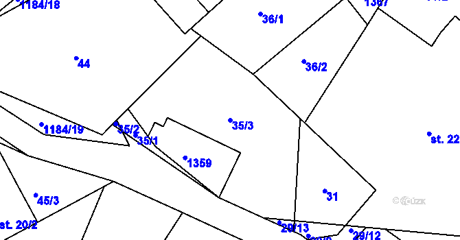 Parcela st. 35/3 v KÚ Horní Temenice, Katastrální mapa