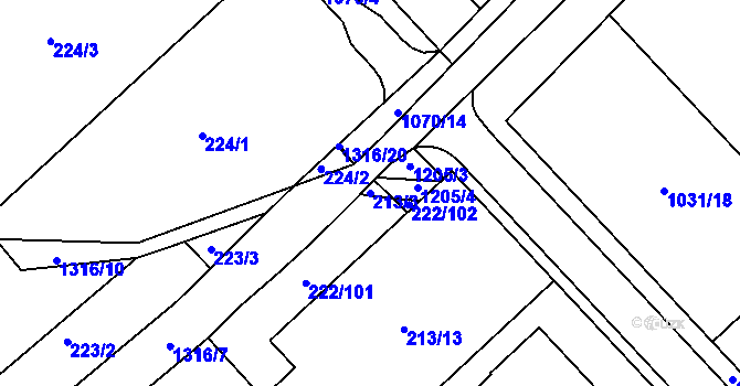Parcela st. 213/3 v KÚ Horní Temenice, Katastrální mapa