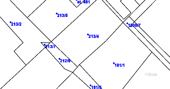 Parcela st. 213/6 v KÚ Horní Temenice, Katastrální mapa