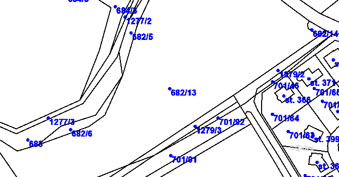 Parcela st. 682/13 v KÚ Horní Temenice, Katastrální mapa