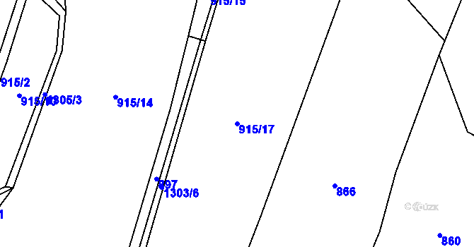 Parcela st. 915/17 v KÚ Horní Temenice, Katastrální mapa