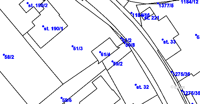 Parcela st. 61/4 v KÚ Horní Temenice, Katastrální mapa