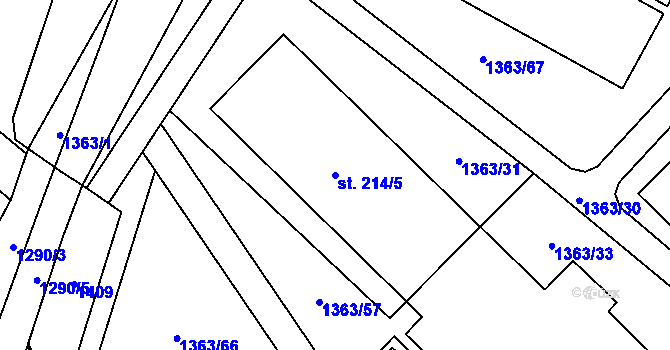 Parcela st. 214/5 v KÚ Horní Temenice, Katastrální mapa