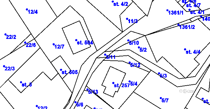 Parcela st. 5/11 v KÚ Horní Temenice, Katastrální mapa