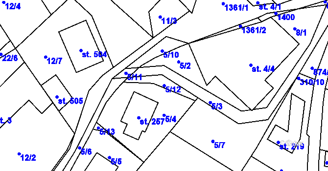 Parcela st. 5/12 v KÚ Horní Temenice, Katastrální mapa