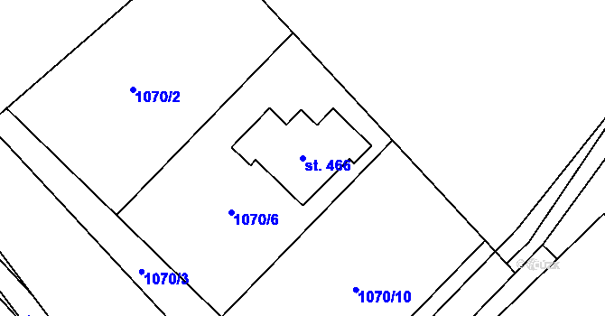 Parcela st. 466 v KÚ Horní Temenice, Katastrální mapa