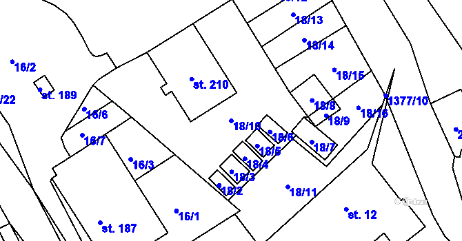 Parcela st. 18/10 v KÚ Horní Temenice, Katastrální mapa