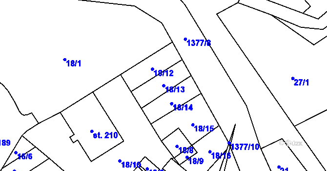 Parcela st. 18/13 v KÚ Horní Temenice, Katastrální mapa