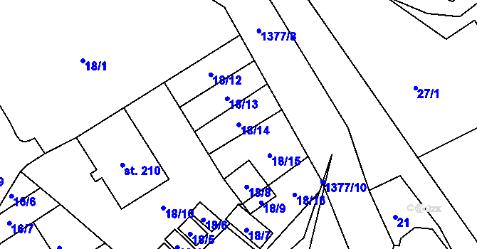 Parcela st. 18/14 v KÚ Horní Temenice, Katastrální mapa