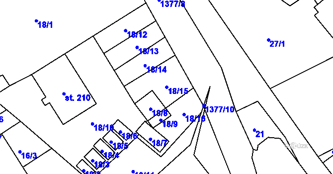 Parcela st. 18/15 v KÚ Horní Temenice, Katastrální mapa