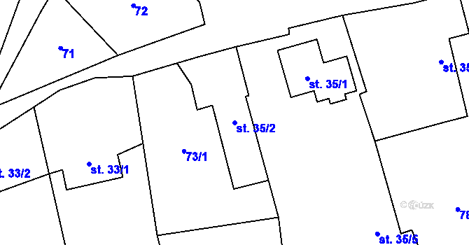 Parcela st. 35/2 v KÚ Šumvald, Katastrální mapa