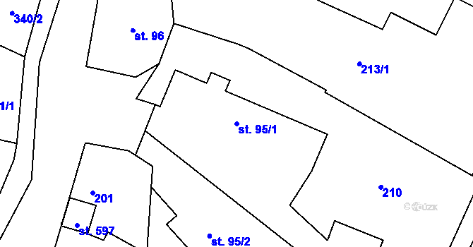 Parcela st. 95/1 v KÚ Šumvald, Katastrální mapa