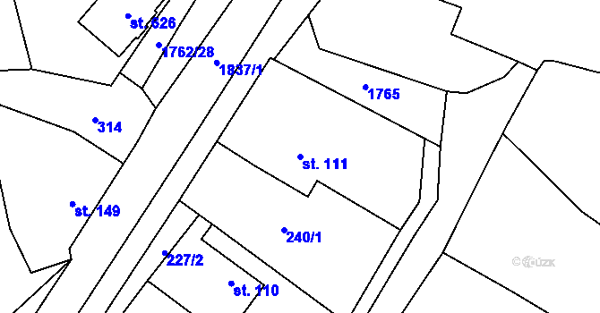Parcela st. 111 v KÚ Šumvald, Katastrální mapa
