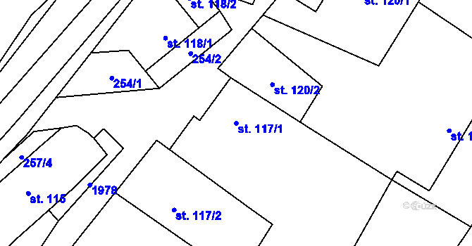 Parcela st. 117/1 v KÚ Šumvald, Katastrální mapa