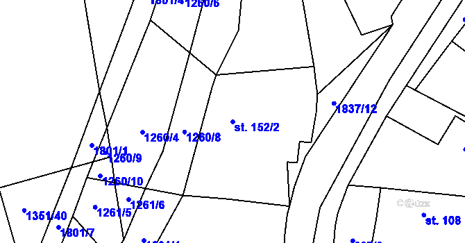 Parcela st. 152/2 v KÚ Šumvald, Katastrální mapa