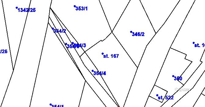 Parcela st. 167 v KÚ Šumvald, Katastrální mapa