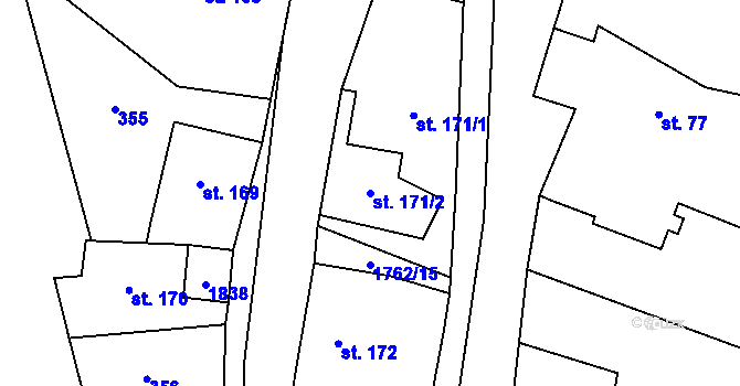 Parcela st. 171/2 v KÚ Šumvald, Katastrální mapa