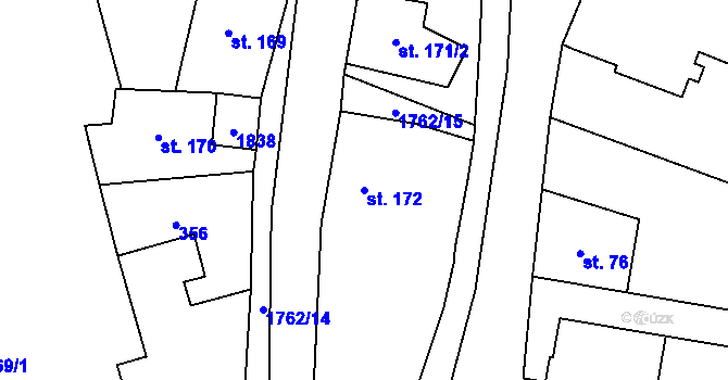Parcela st. 172 v KÚ Šumvald, Katastrální mapa