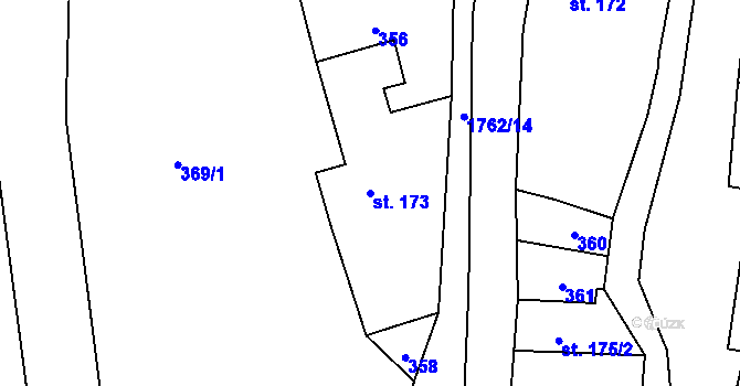 Parcela st. 173 v KÚ Šumvald, Katastrální mapa