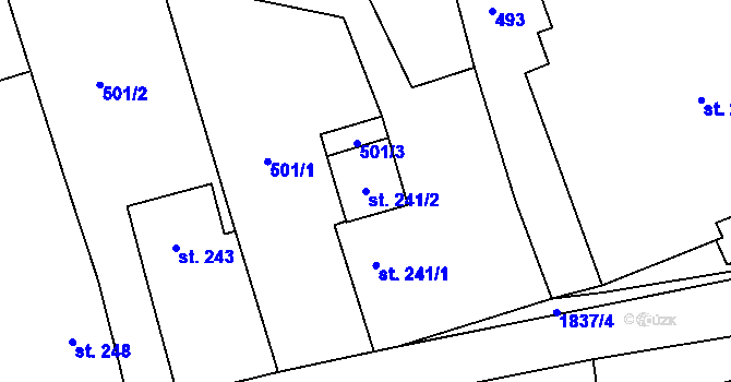 Parcela st. 241/2 v KÚ Šumvald, Katastrální mapa
